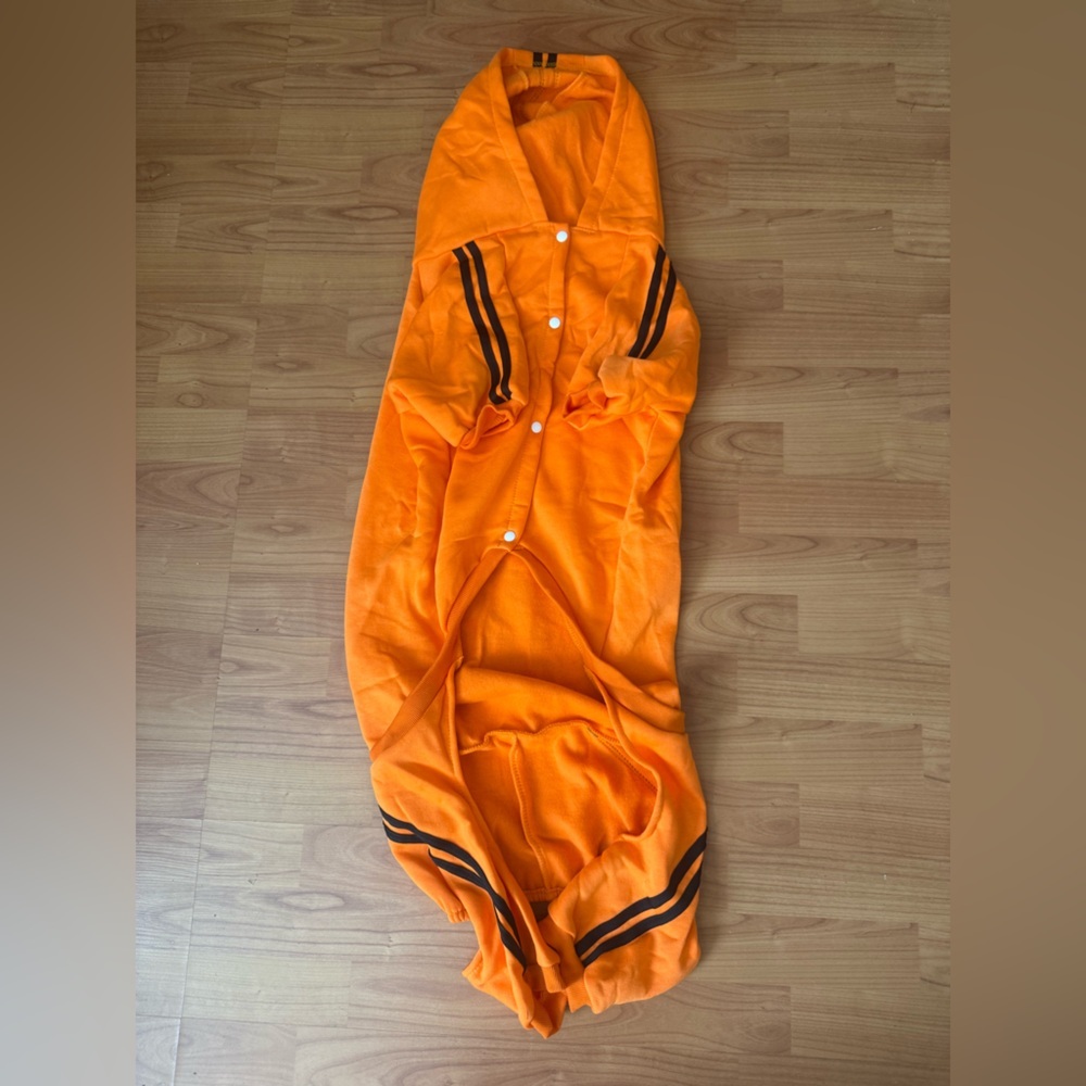 Adidog Pet Dog Warm Hoodie 4/Legs Classic Jumpsuit Puppy Sweatshirt Orange/Blk
